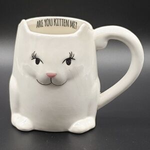 "are You Kitten Me?" Ceramic Cat Shaped Mug or Planter